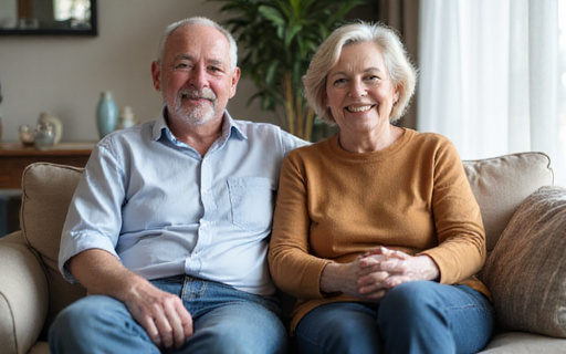 Happy senior couple smiling