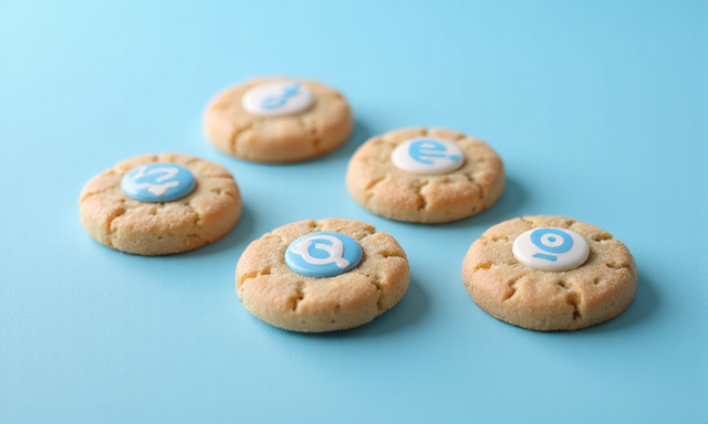 Illustration of browser cookies as digital cookies with website icons