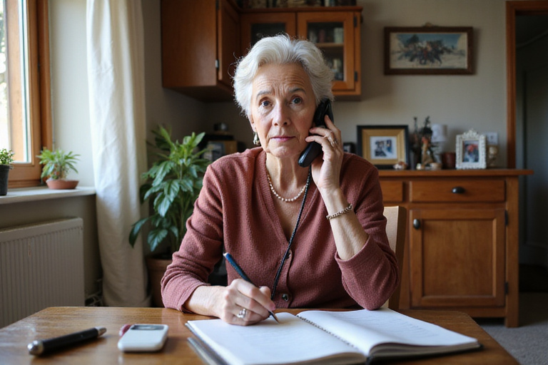 Senior woman on phone being cautious about potential scam call