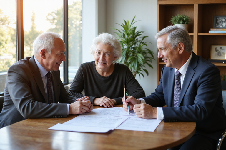 Senior couple consulting with a lawyer
