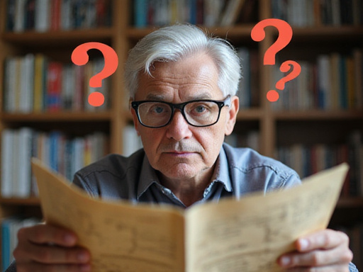 Confused senior looking at a map