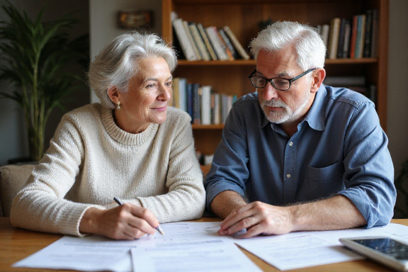 Senior couple reviewing financial documents