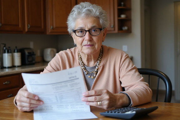 Senior reviewing credit card statement